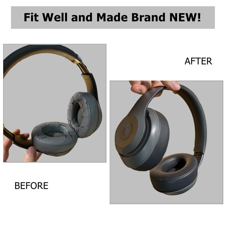 cipher.v Replacement Ear Pads Cover, Earpads Cushions Compatible with Beats Studio 2 and Studio 3 Over Ear Headphones 1 Pair (Titanium) - Image 4